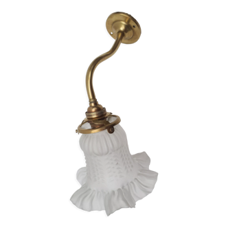 Old gooseneck wall lamp and frosted white glass tulip