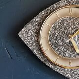 Vintage formica clock silent asymmetrical wall pendulum "Anthracite gold round"
