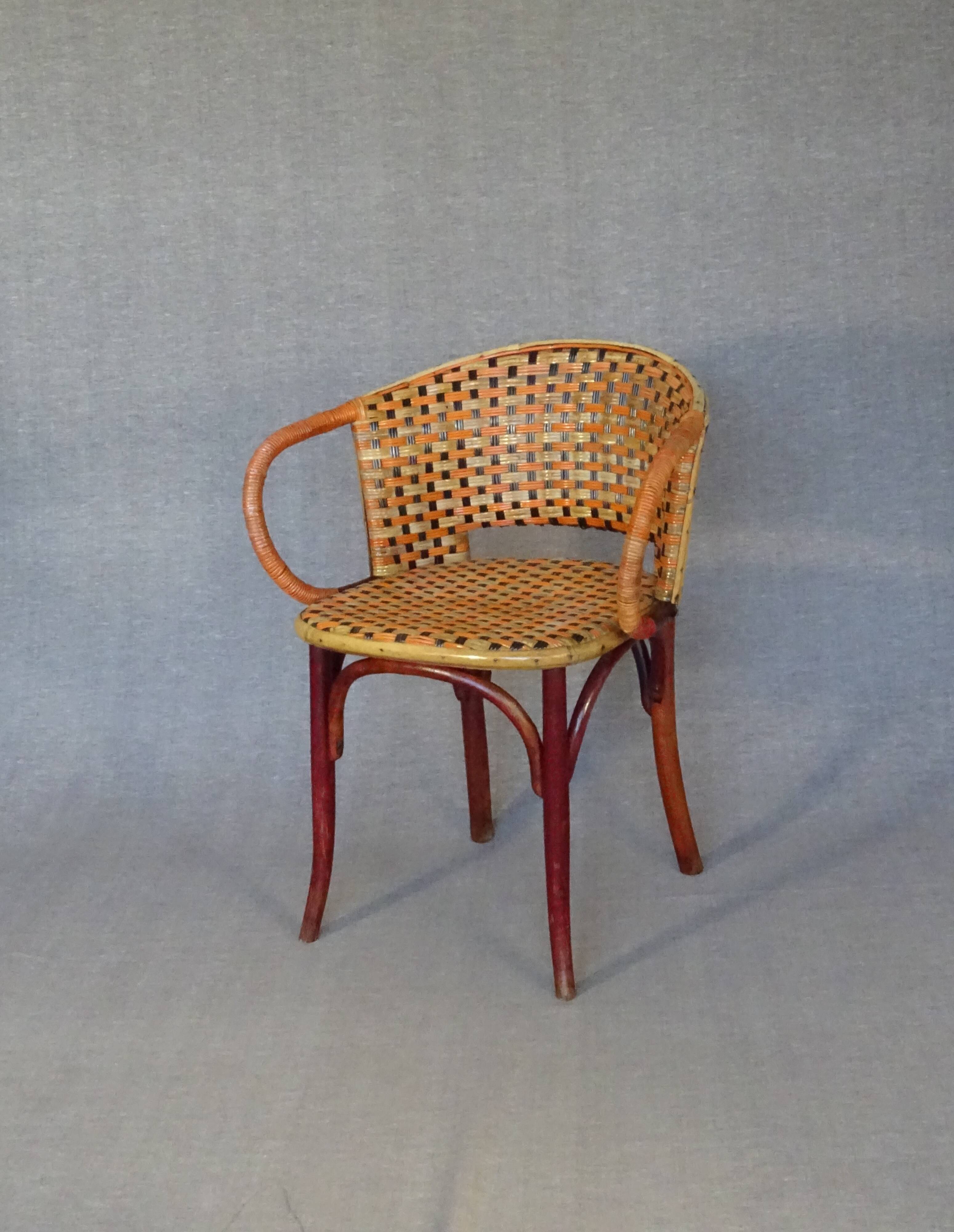 Fischel wicker terrace armchair 1930, N°415/F
