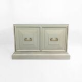 Neoclassical Duck Egg Cabinet Sideboard On Plinth 1970s USA Blue Brass Chinoiserie Retro Vintage