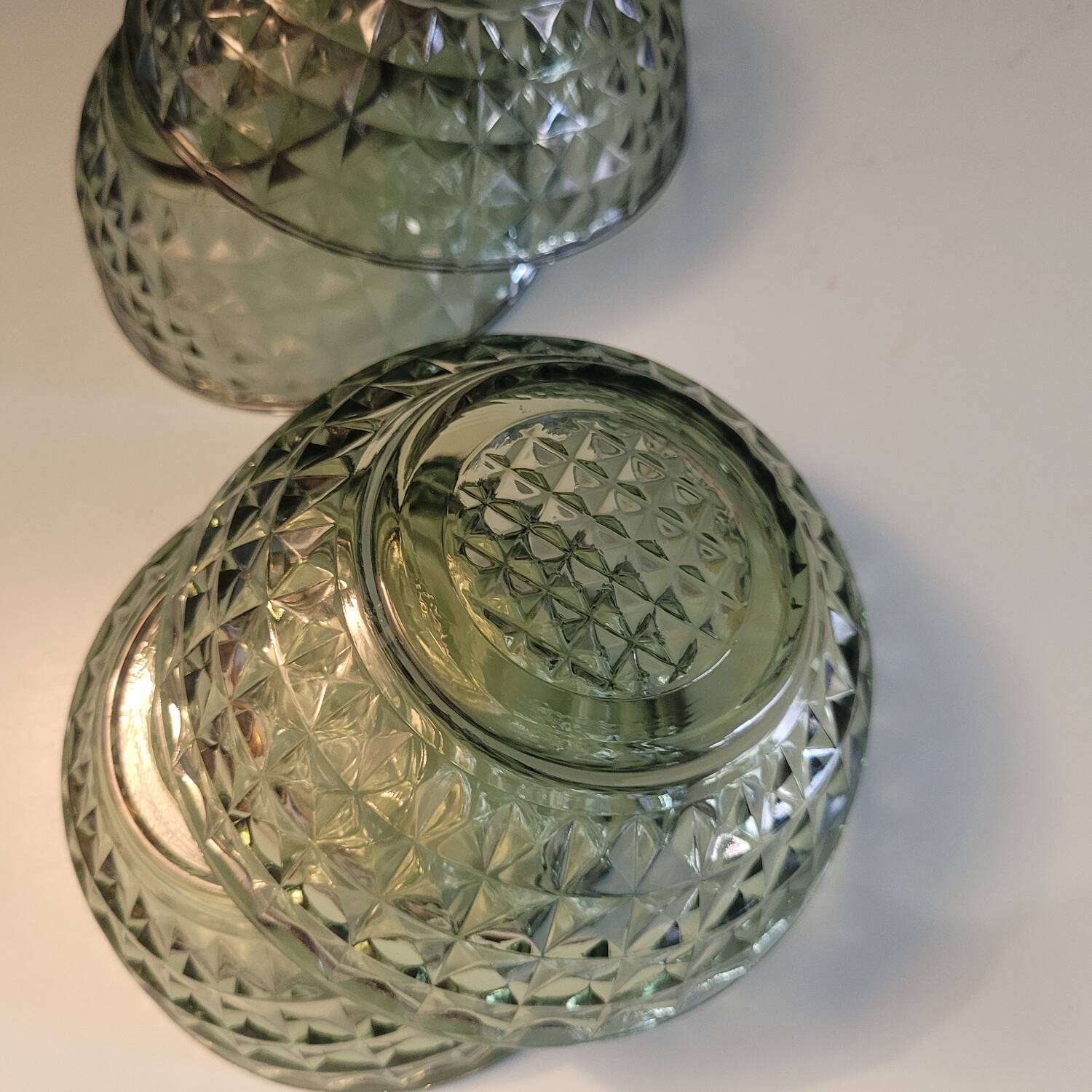 Set of 4 smoked green molded glass bowls - 1970s