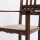 Antique armchair - oak - striped upholstery - 1930s