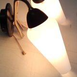 Appliques moderniste double feux métal doré et opaline - années 50/60