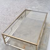 Rectangular coffee table in brass and chromed metal 1970 design