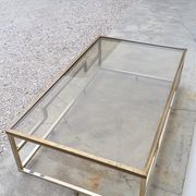 Table basse rectangulaire en laiton et métal chromé 1970 design