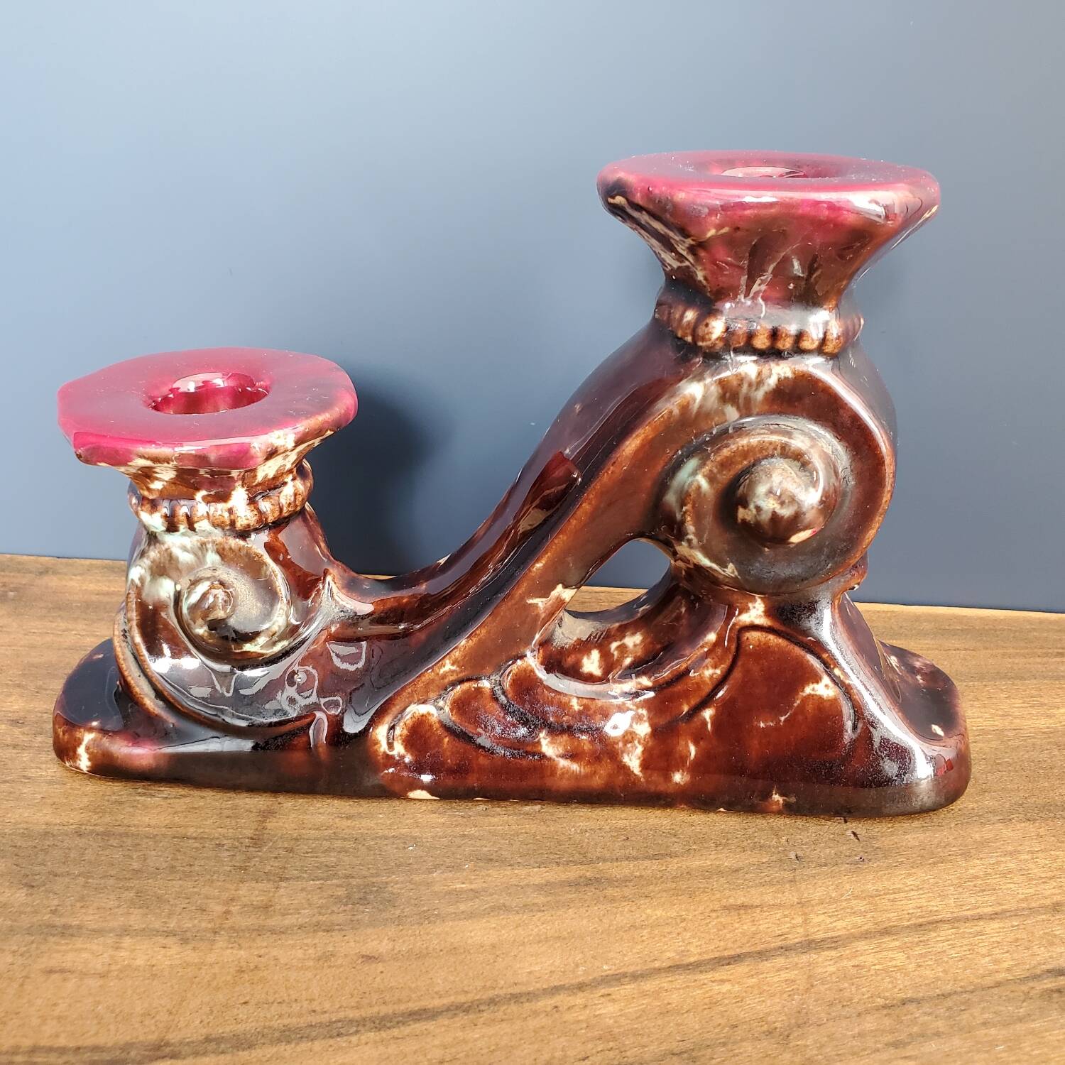 Pair of Fat Lava ceramic candle holders