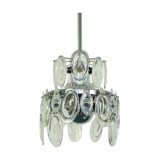 Chandelier 12 lights chrome metal 1970s vintage