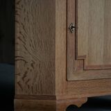 Mid-century Danish corner cabinet in oak with leaded glass, 1940s.