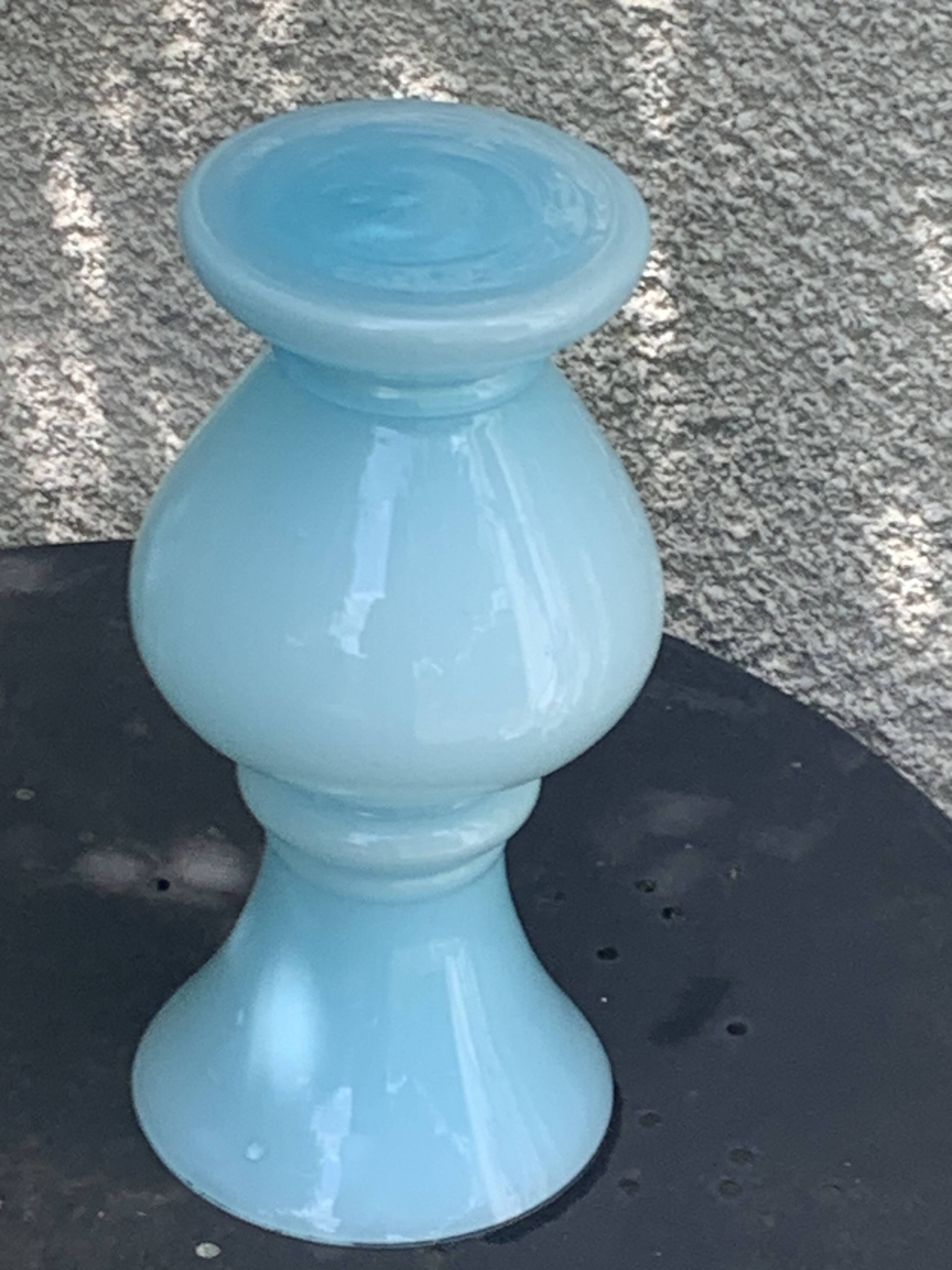 Large vintage pastel blue opaline vase