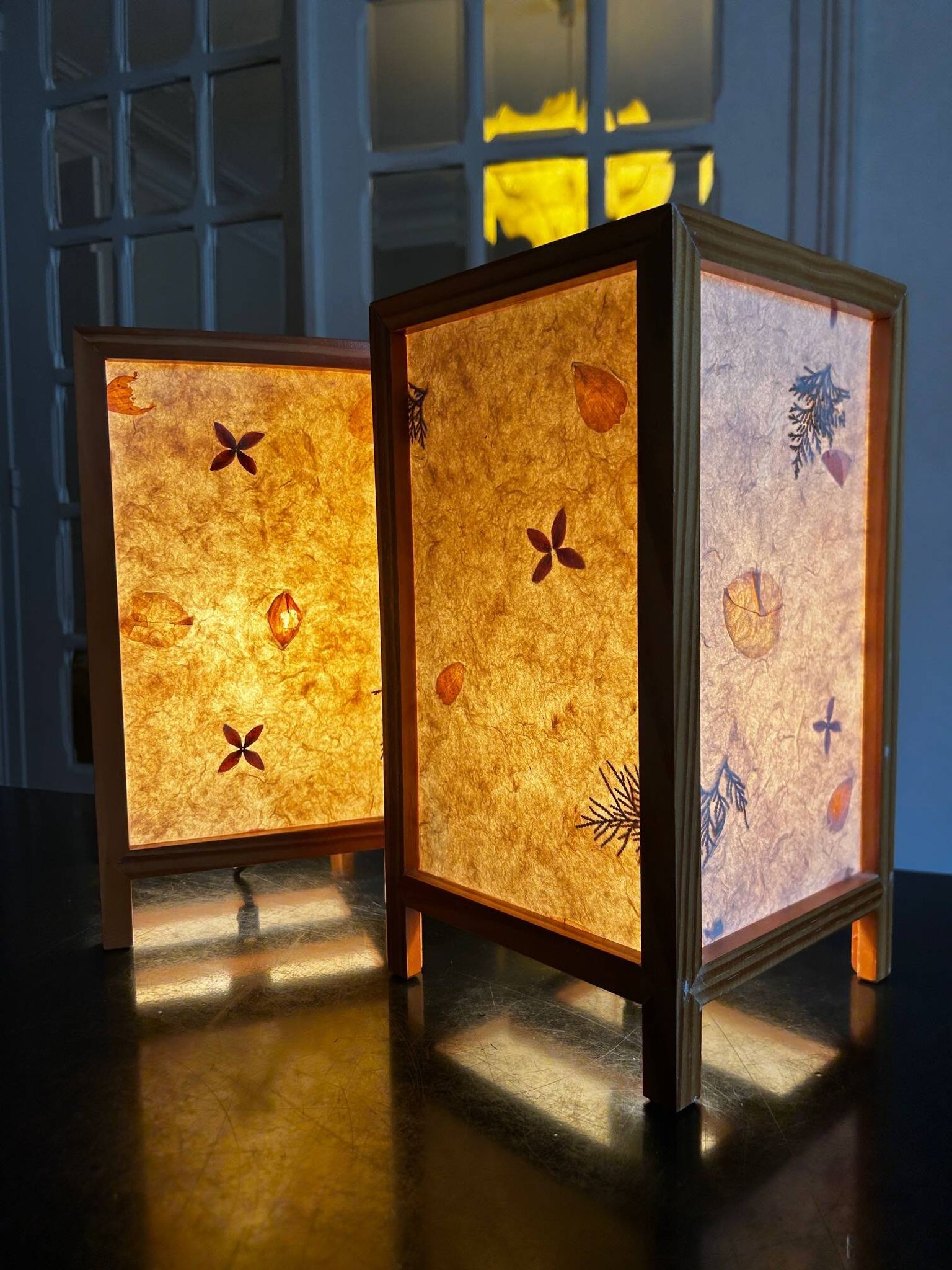 pair of dried flower lamps 1970