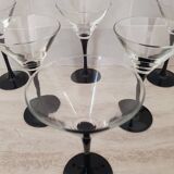 6 cocktail glasses / black stem martini glasses