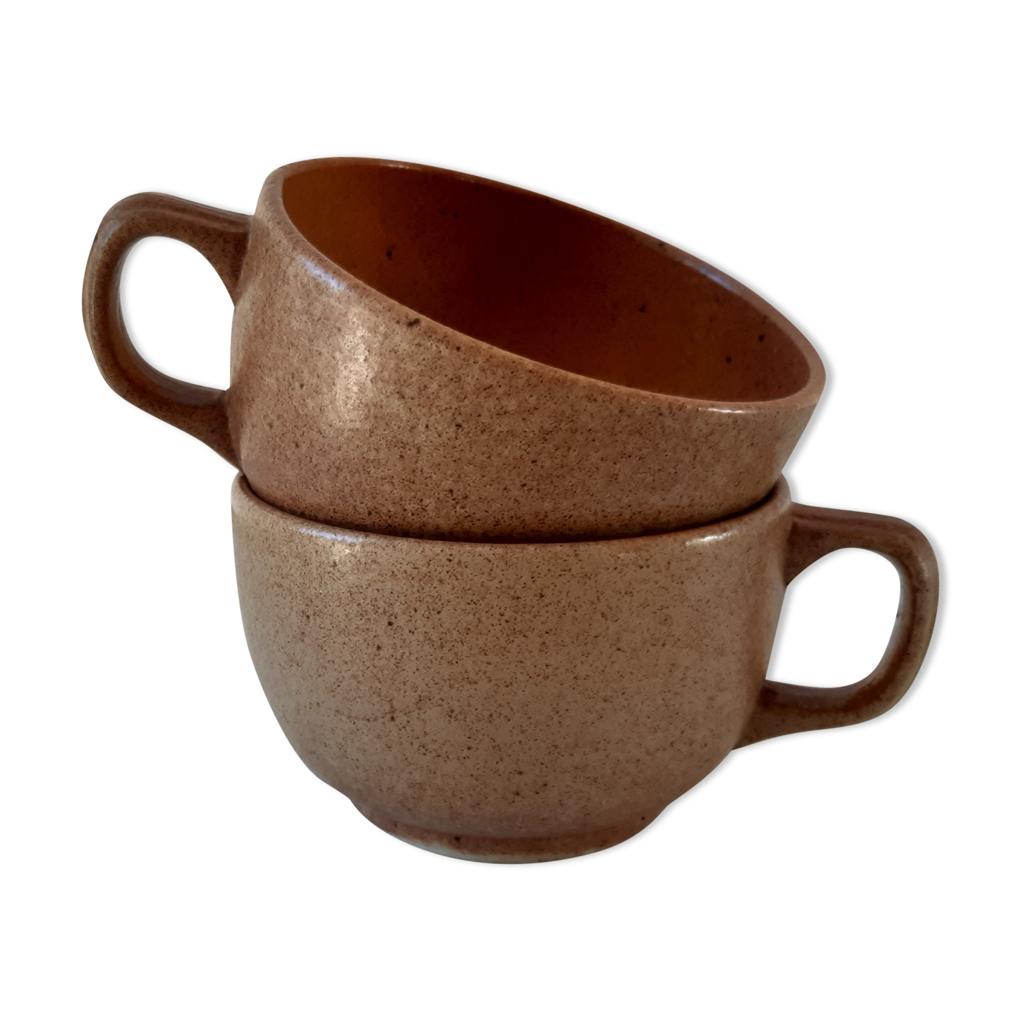 Duo de tasses à thé en grès vintage années 70
