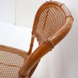 Vintage organic style chair in faux bamboo and caning - 1960s