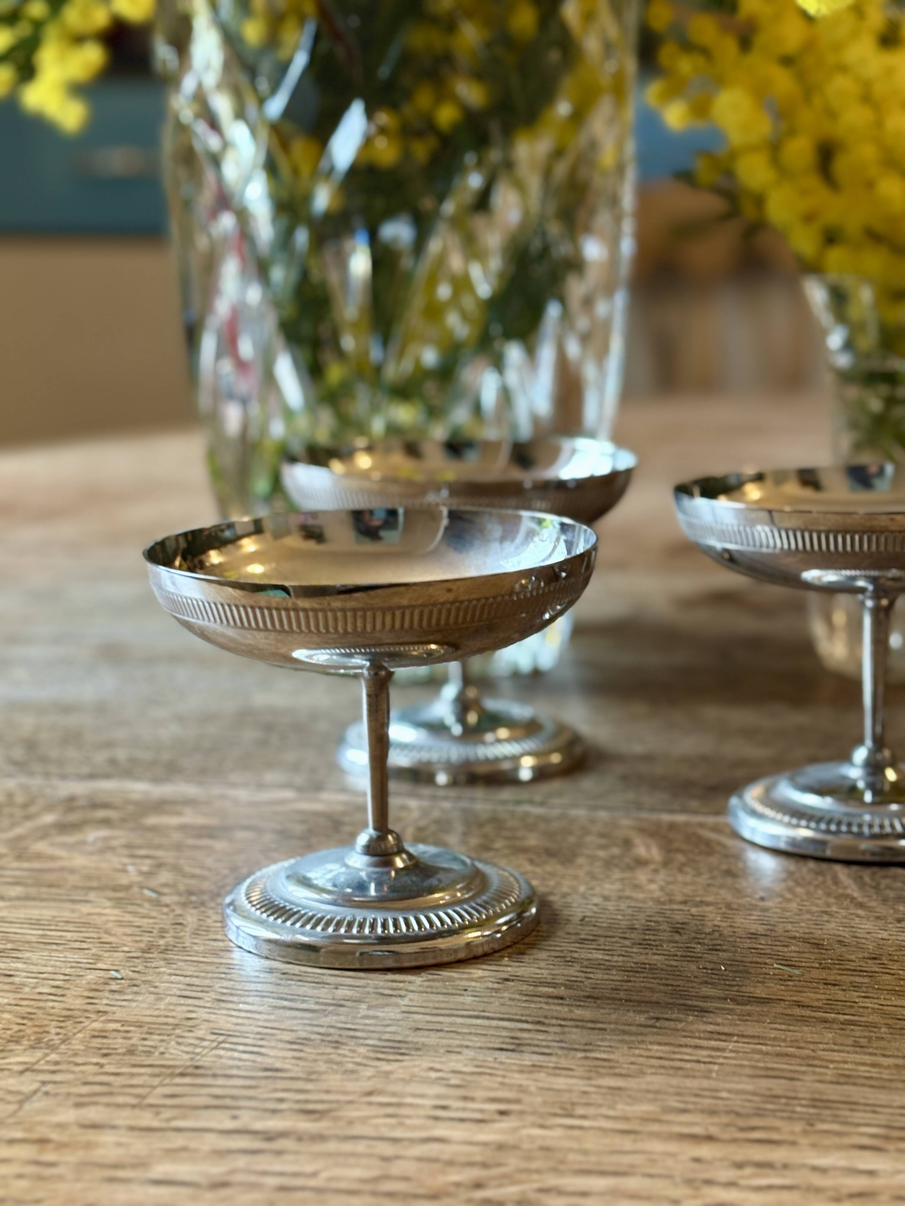 Lot de 6 coupes à dessert vintage en inox