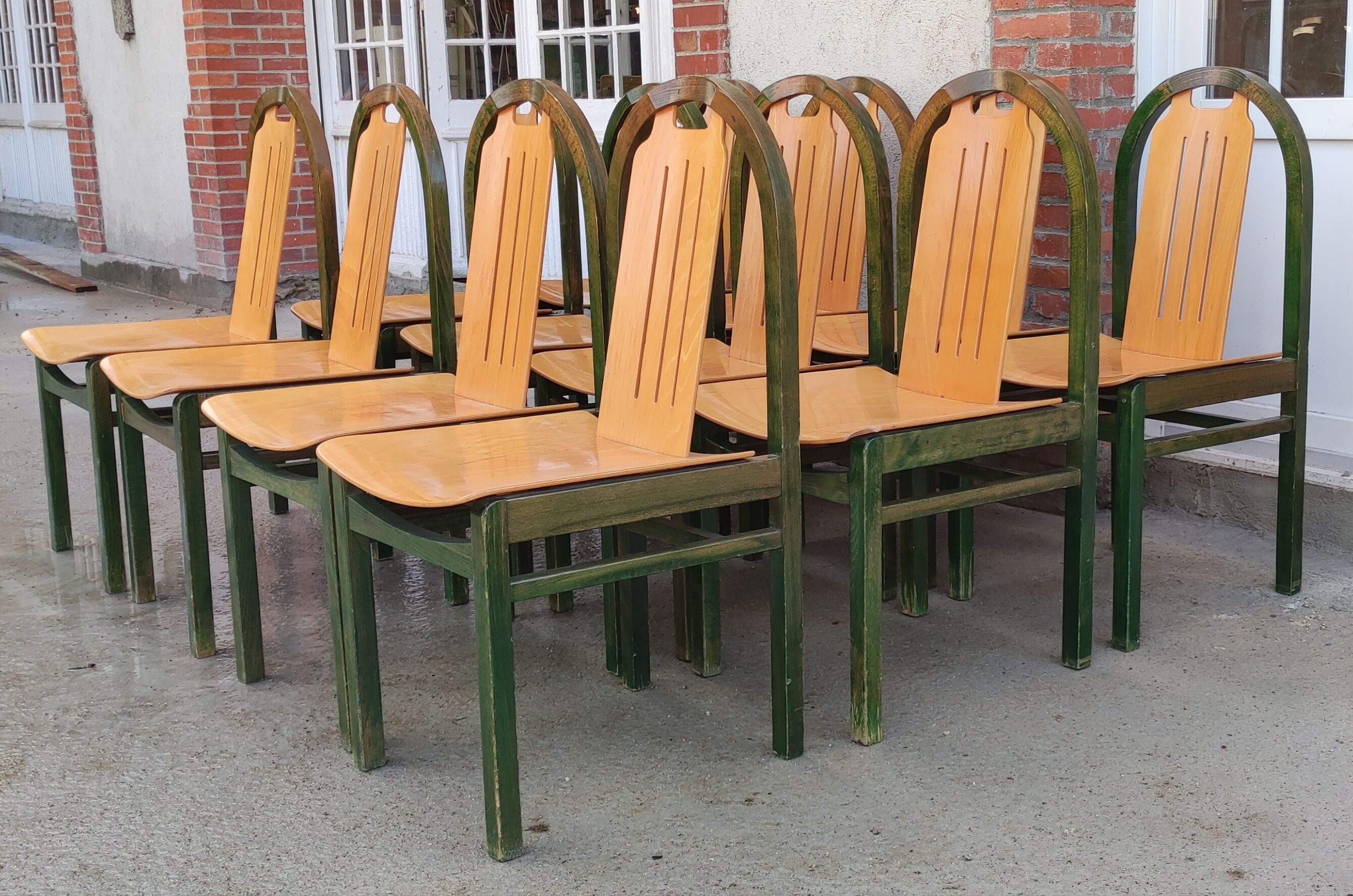 Ensemble 12 chaises vintage Baumann modèle Argos