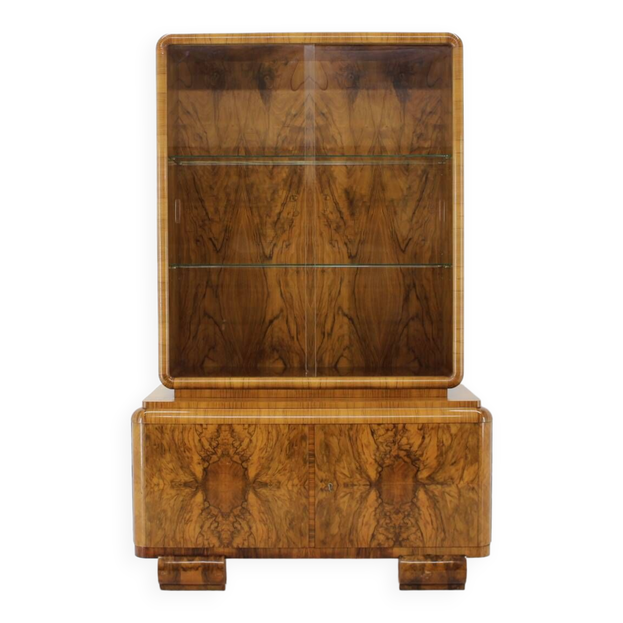 1930s Exclusive Curved Art Deco Bookcase, Czechoslovakia