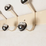 Wall coat rack 12 hooks balls 1970 beige and chrome