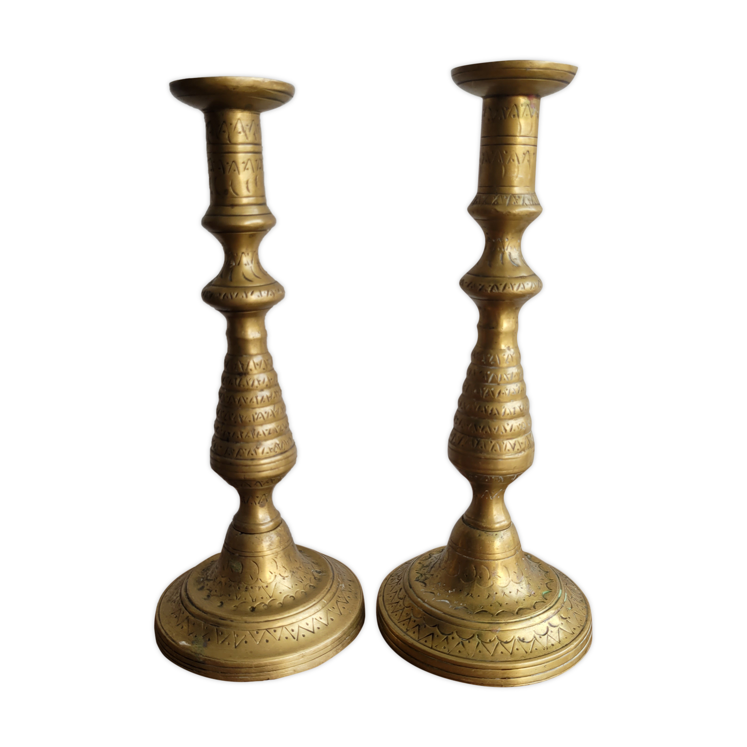 Pair of brass candle holders