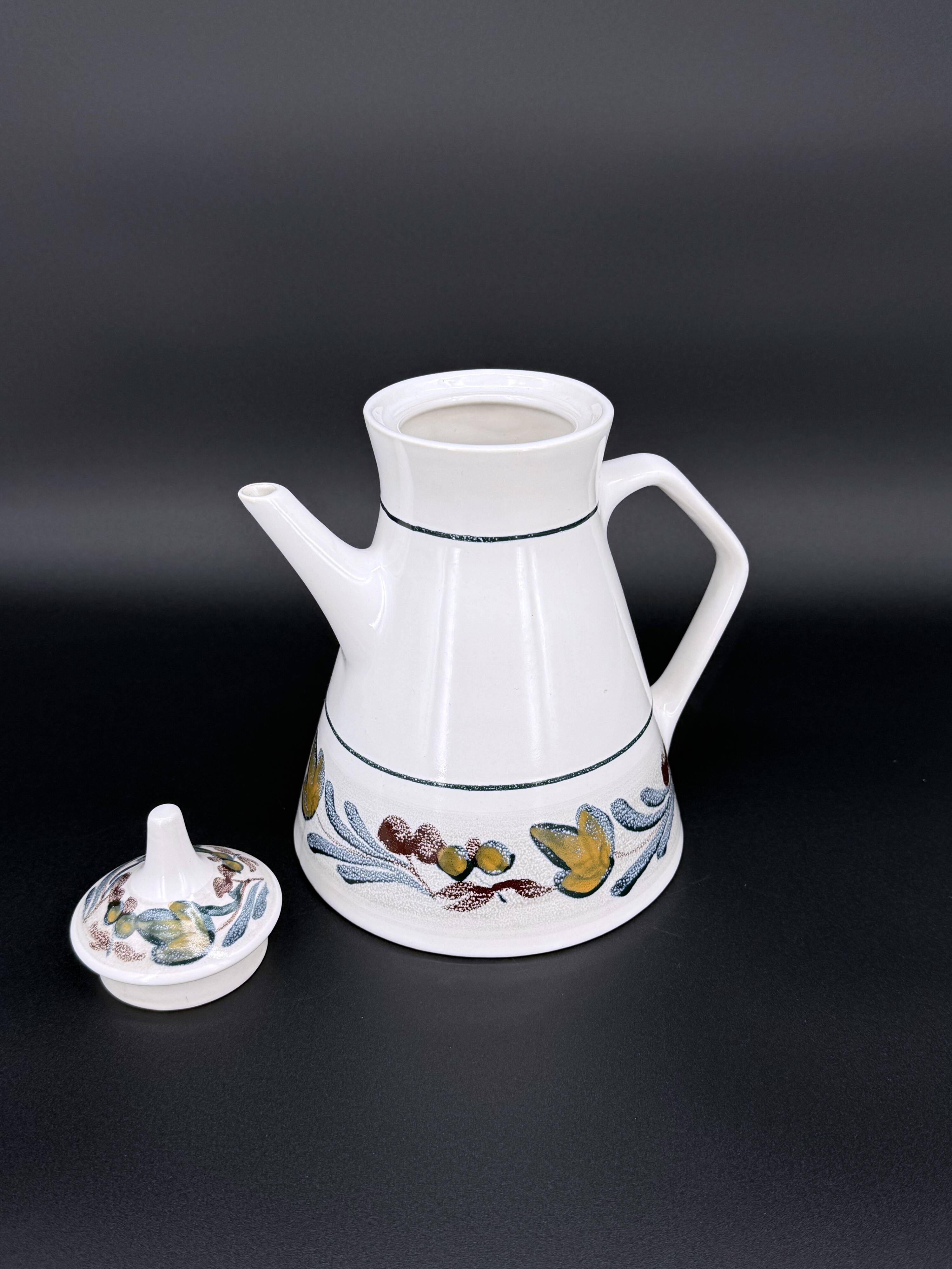 Hand-painted Breton earthenware tea set – France 1970s