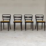 Lot de 4 chaises Thonet art déco 1930 , bouclette Jaune moutarde