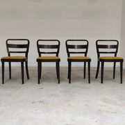 Lot de 4 chaises Thonet art déco 1930 , bouclette Jaune moutarde