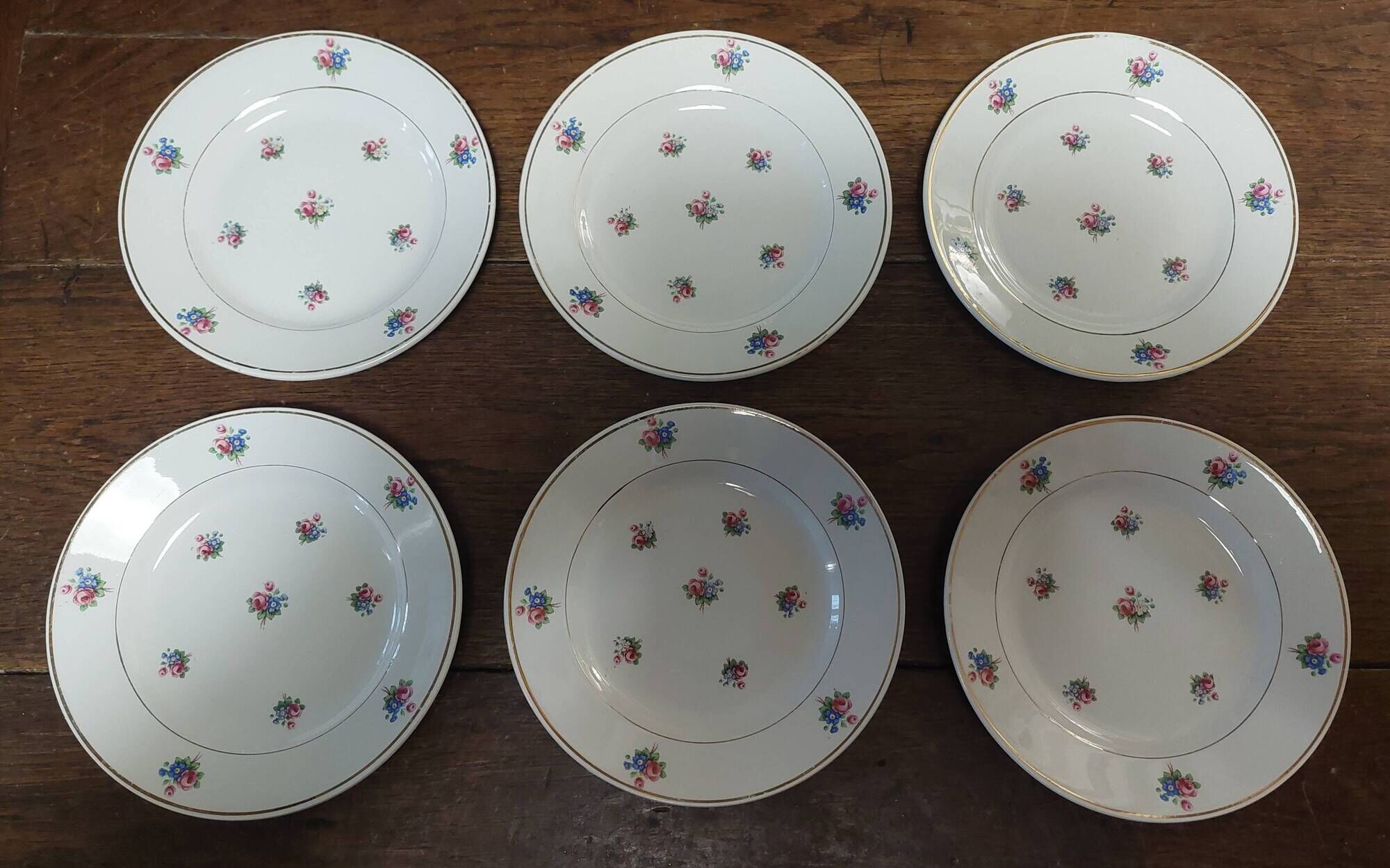 Set of six dessert plates Moulin des Loups Saint Amand Navarre pattern