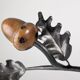 Signed Hand-Forged Iron & Wood Acorn Coat Rack, 1960s