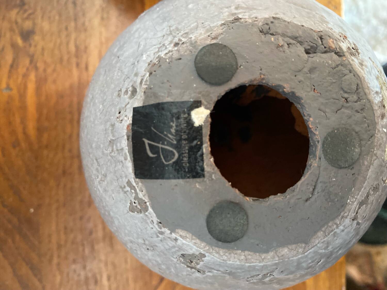 Pair of J-Line Vintage Grey Ceramic Ball Candle Holders #B771