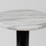 Postmodern pedestal table / plant stand in white Carrara marble, Italy, 1980s