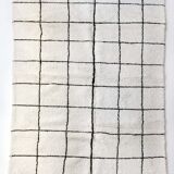 Moroccan Berber carpet blessed ouarain ecru with black checkers 315x202cm