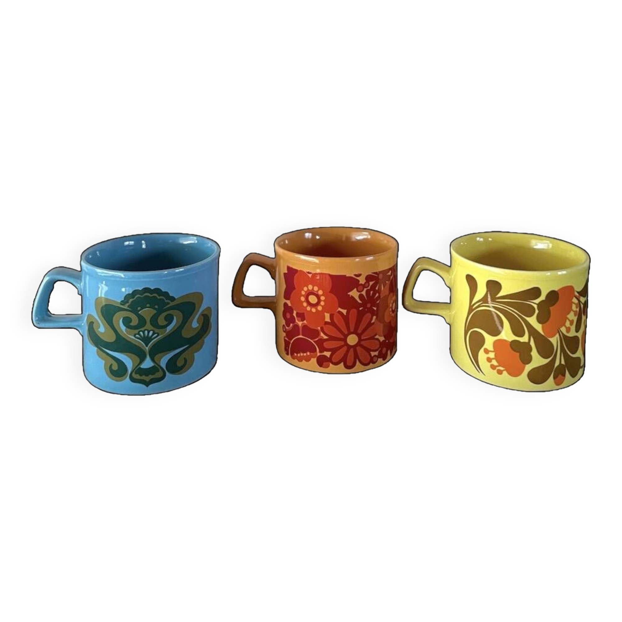 Set of 3 Mugs Staffordshire Potteries Ltd. - Vintage 70s style
