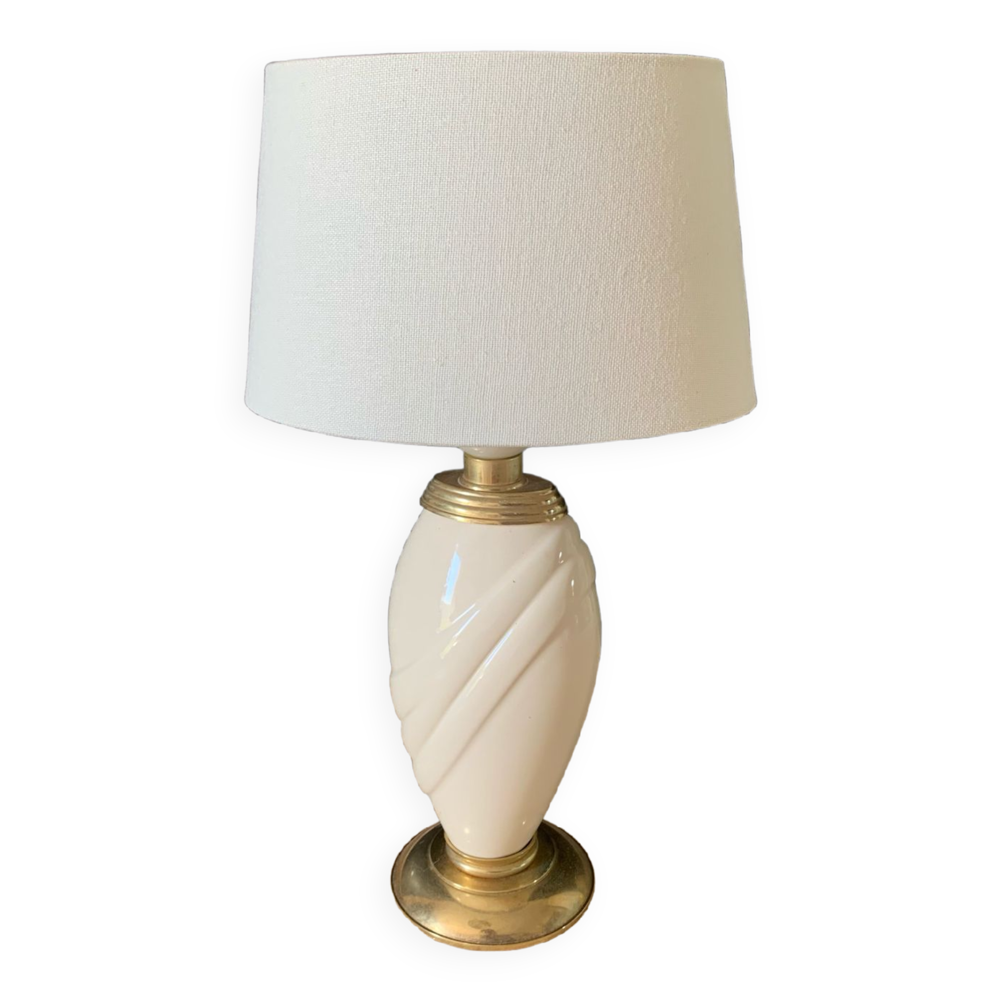 Beige and gilded ceramic lamp Robert de Schuytener