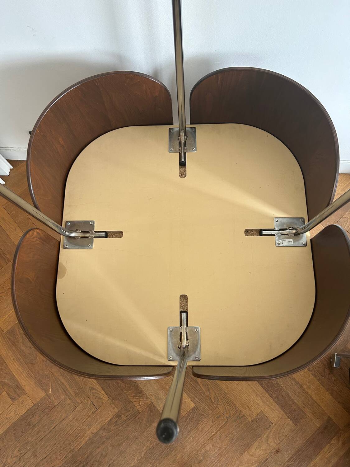 Set of table and 4 teak chairs, Fusion model by Sandra Kragnert for IKEA, Sweden, 1970s: