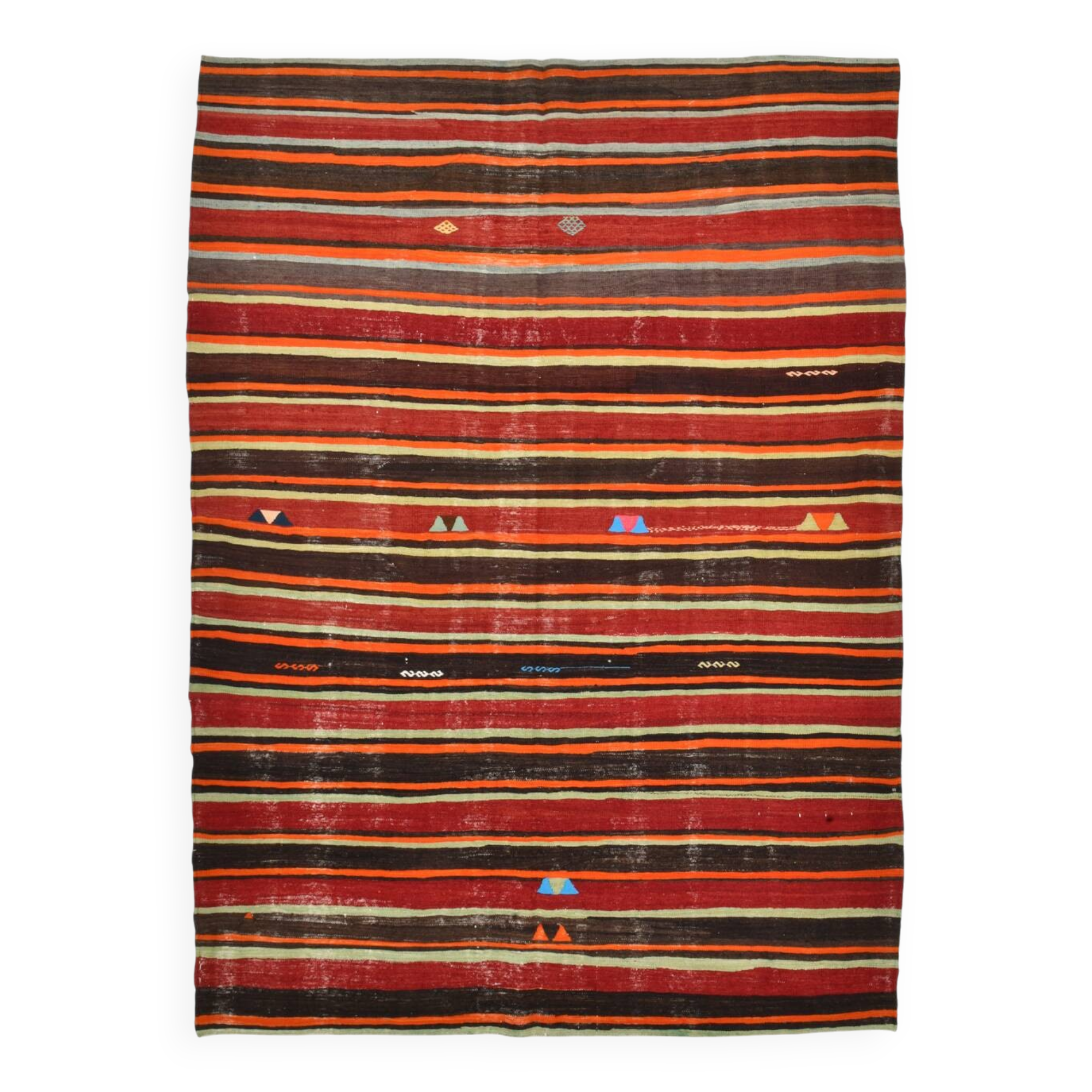 6x9 Red Brown Mid Century Modern Vintage Rug, 191x274Cm