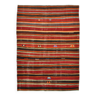 Tapis vintage rouge-brun 6x9, style milieu du siècle, 191x274 cm
