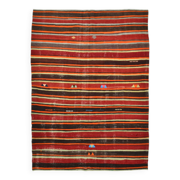 6x9 Red Brown Mid Century Modern Vintage Rug, 191x274Cm
