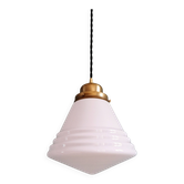 Art Deco Philips suspension in white opaline, 1930 (2 available)