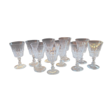 Set of 10 cut crystal stemmed glasses - France, circa 1950-197