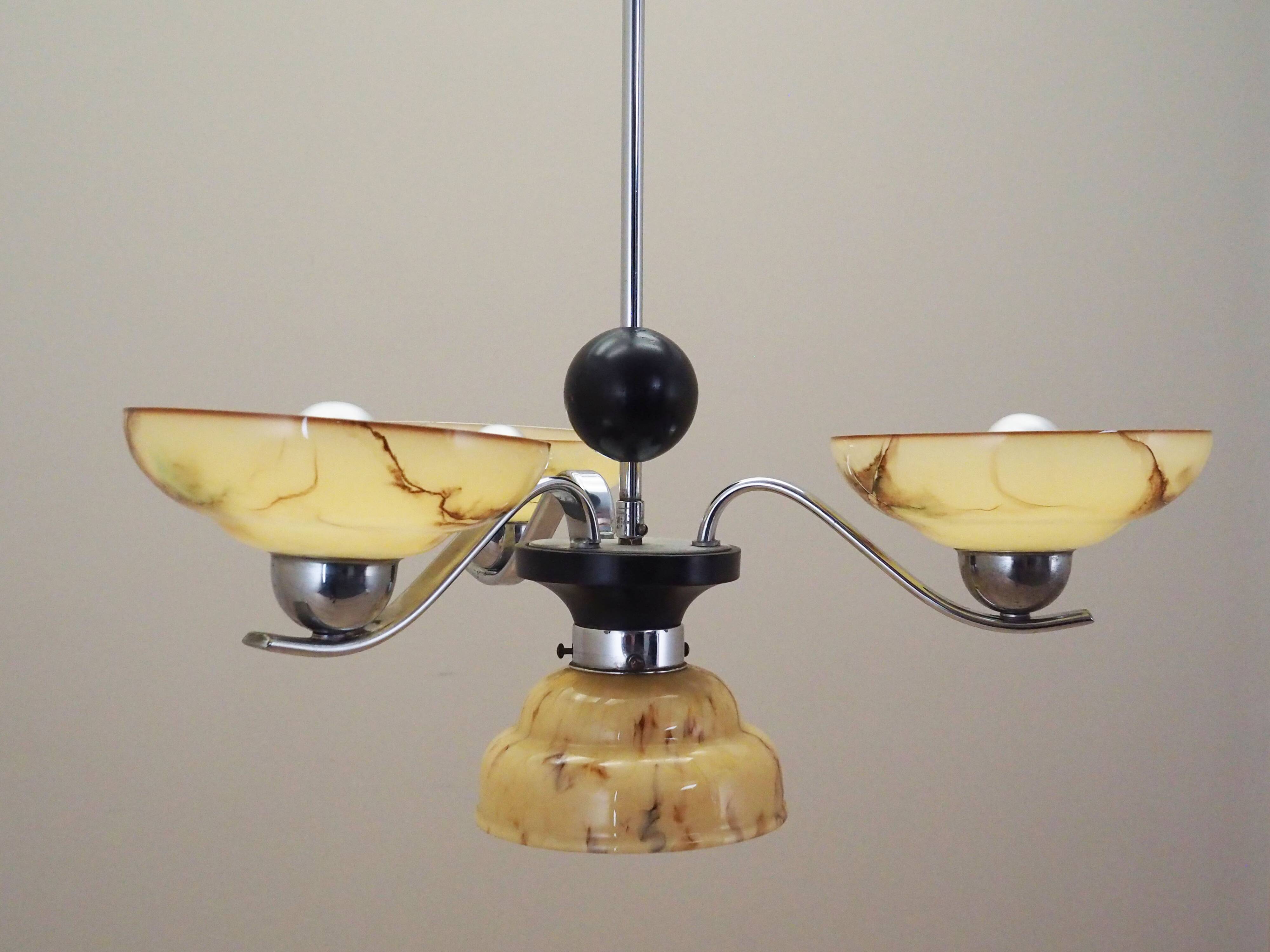 Glass chandelier, Danish design, 1970s, production: Denmark