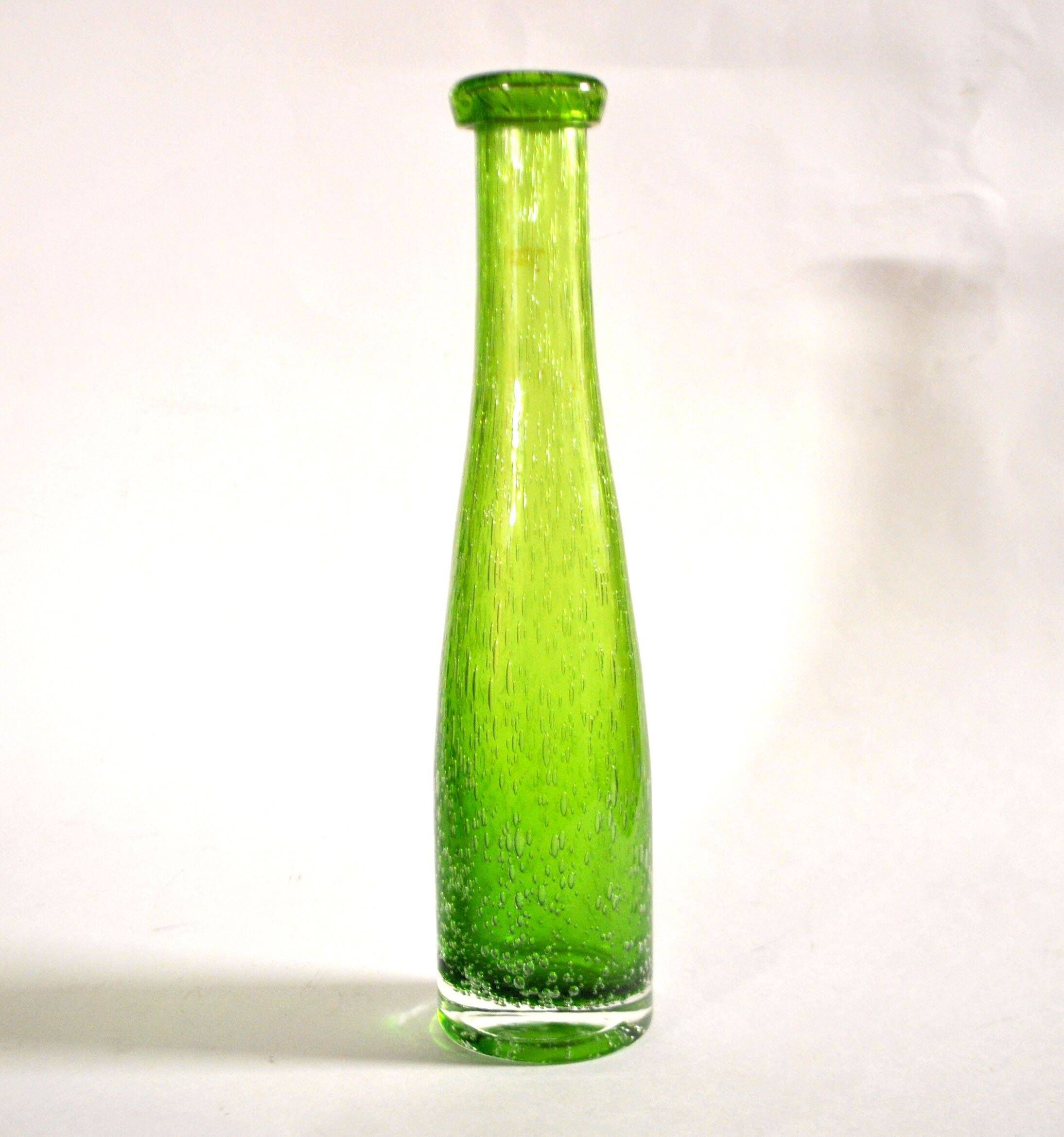 Vintage green bubble glass bottle vase - Biot glassware? – soliflore H27cm