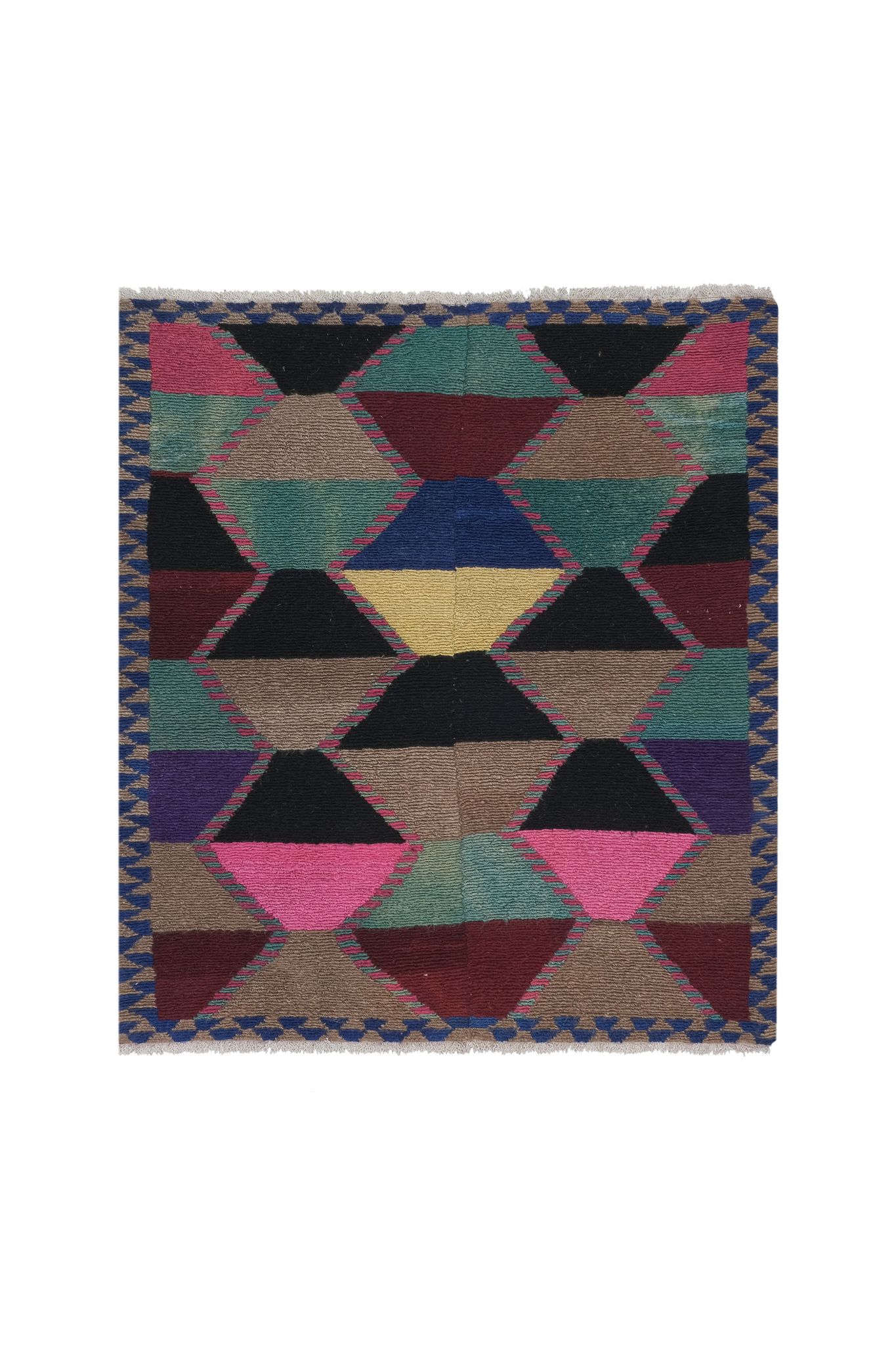 Tapis vintage turc de oushak tissé à la main 124x141 cm