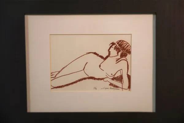 Painting/sanguine by Lucien Vignolle after Modigliani 1990’s