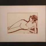 Painting/sanguine by Lucien Vignolle after Modigliani 1990’s