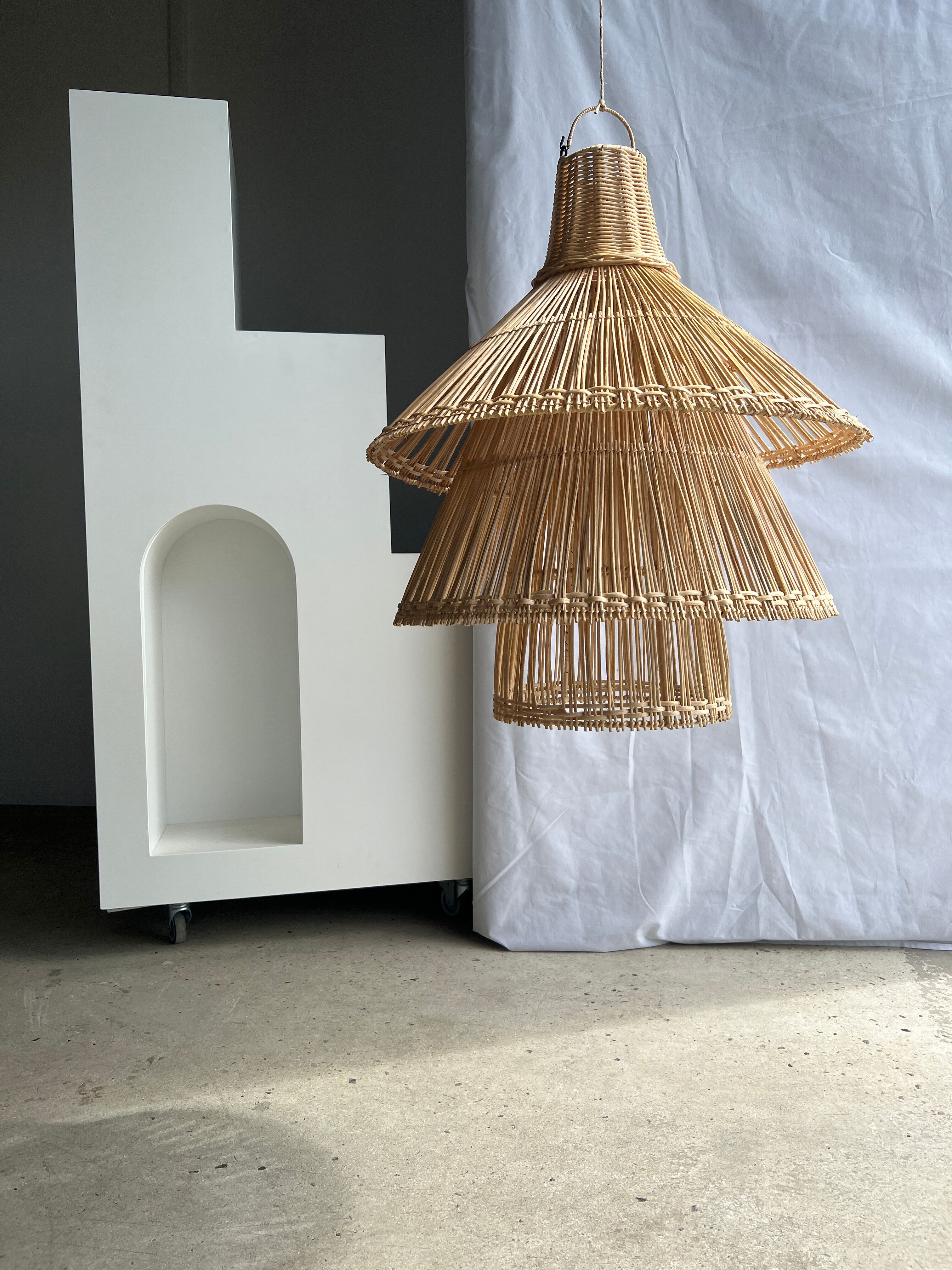 Rattan pendant lamp or light in the shape of an Asian lantern
