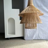 Rattan pendant lamp or light in the shape of an Asian lantern