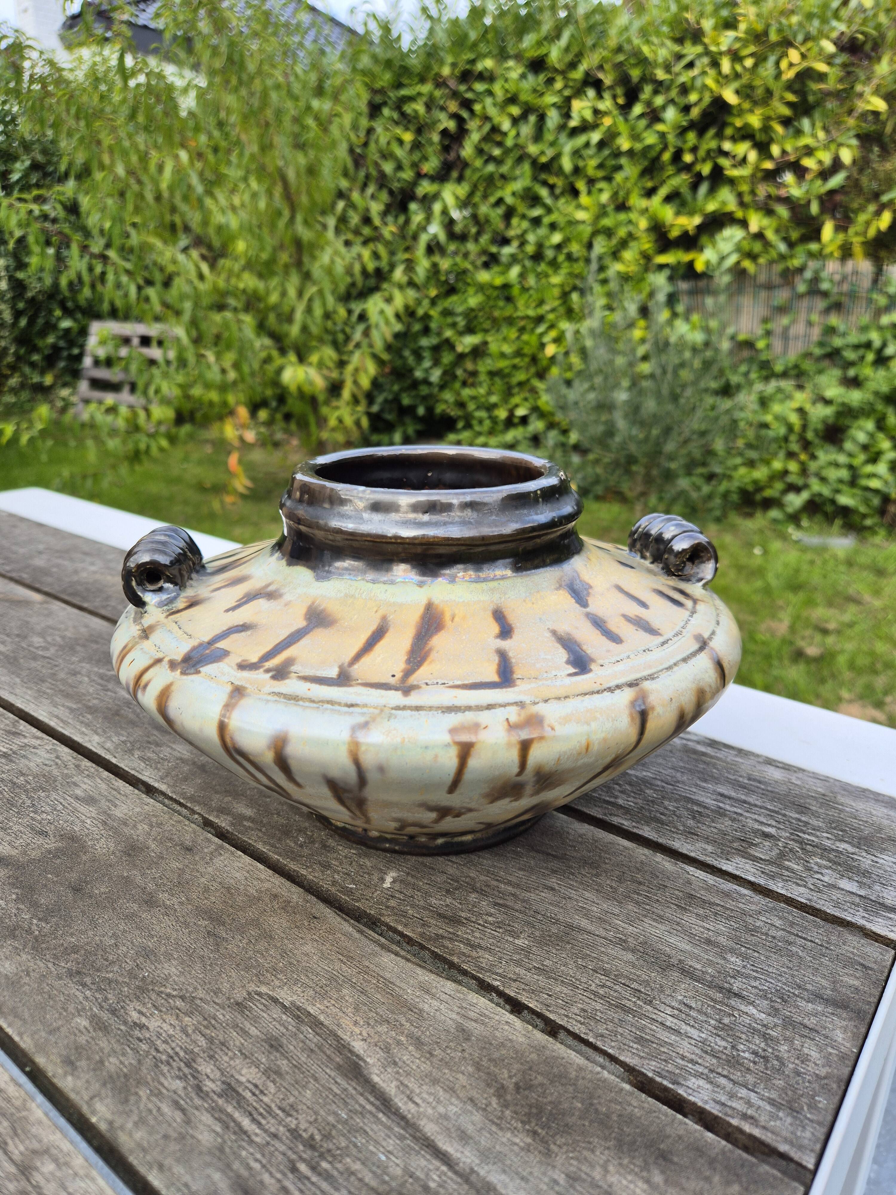 Splendid Organic Stoneware Vase – Signed Gaston Thirot