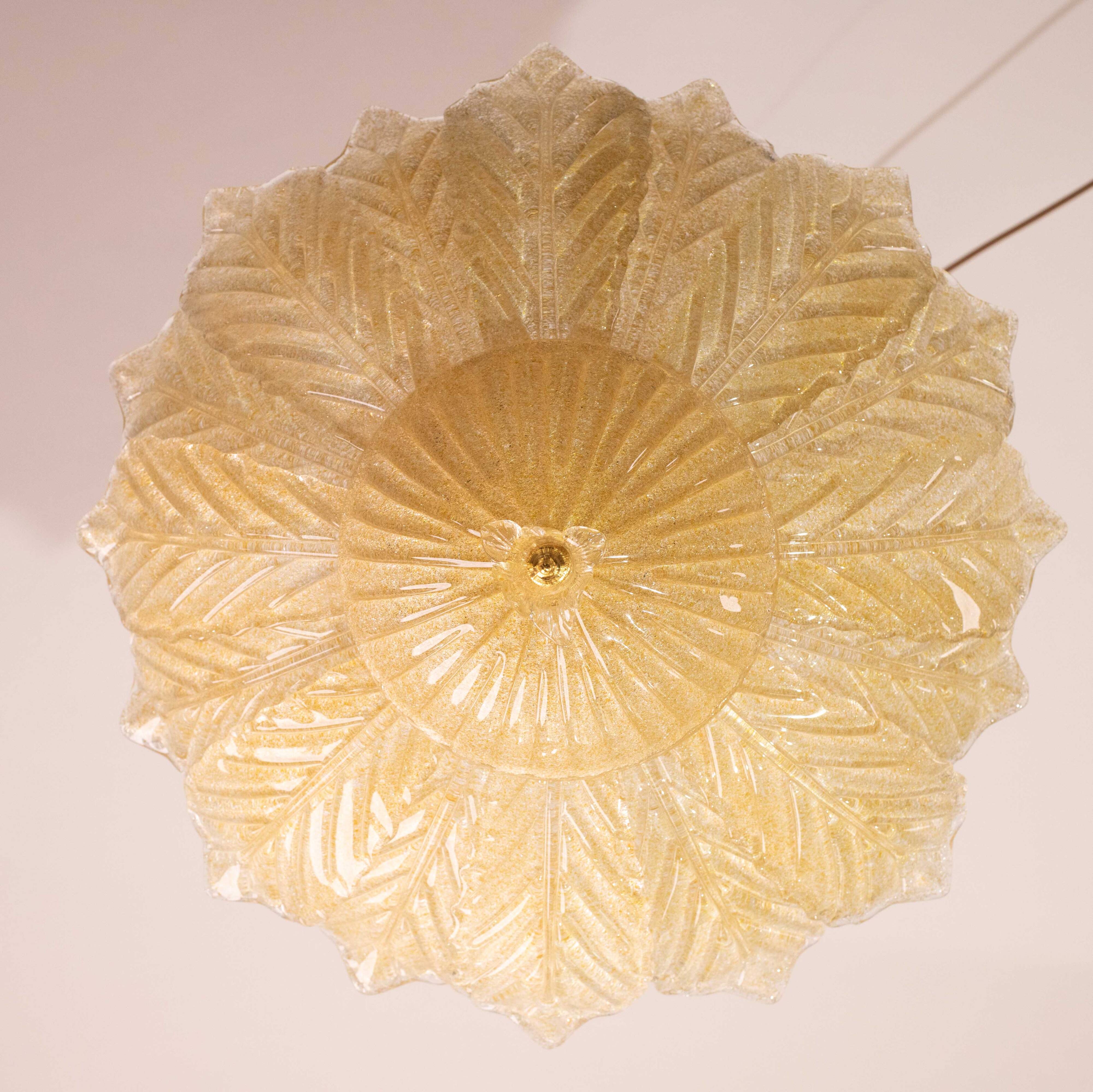 Set of 2 Dubai, Murano Glass Gold Flush Mount, 1970s
