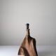 Sculptural table lamp in carved olive wood, organic modern 1970s