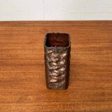 Brutalist metal block vase from the mid-century, 1960s.