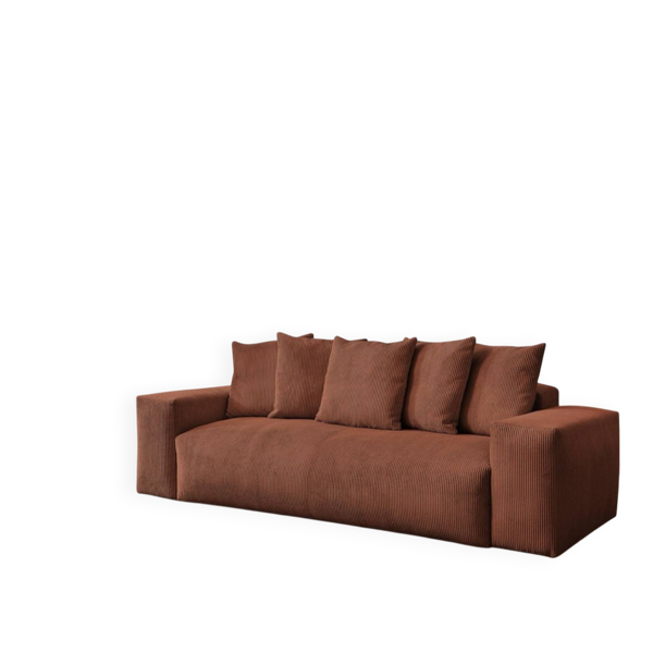 Canapé droit velours côtelé Terracotta